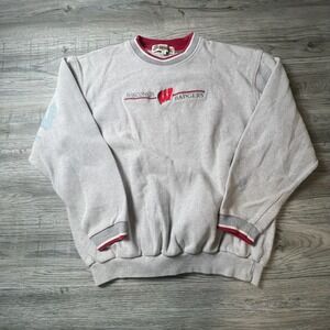 Akwa Sweatshirt Mens XL Gray Wisconsin Badgers Vintage Waffle Knit Made in USA